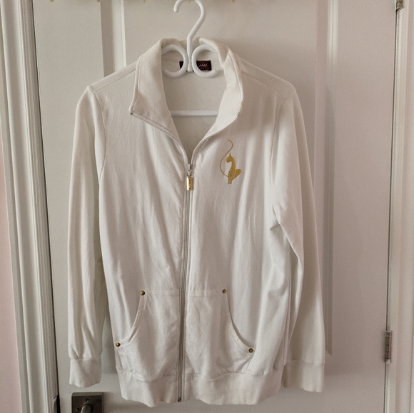 Baby Phat Sweaters - Baby Phat By Kimora Lee Simmons collared white zip-up sweater (Y2K 2000s R&B)